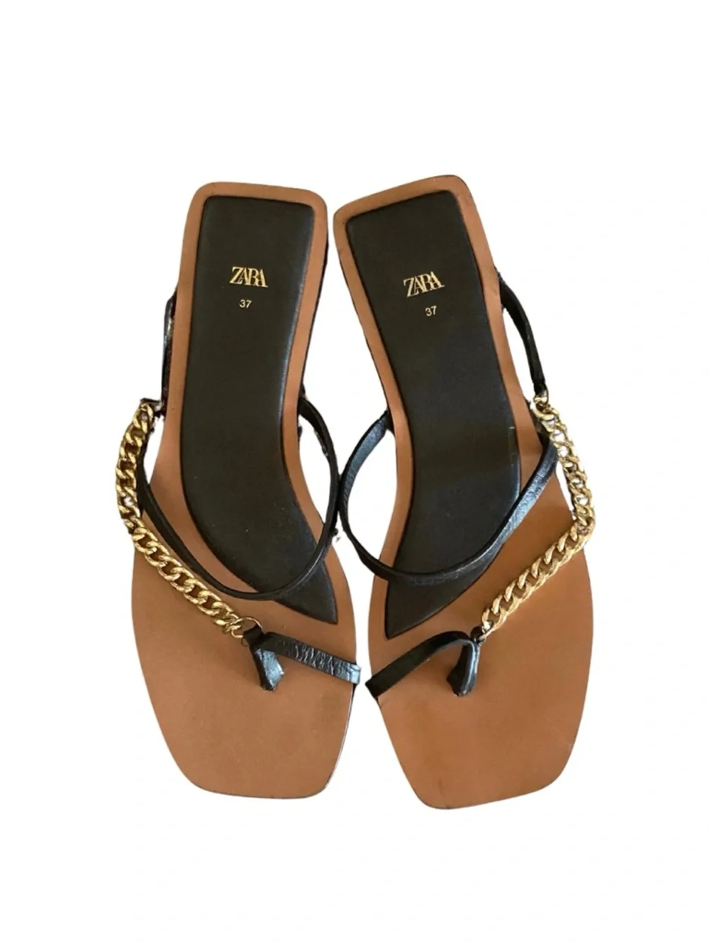 SOLD - Zara Flat Thong Chain Slip-On Sandals Size 37 - Picture 4 of 9